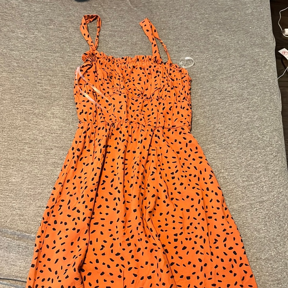 Francesca Burnt Orange Black Spotted Dress
